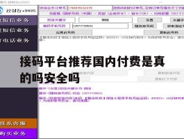 接码平台推荐国内付费是真的吗安全吗的简单介绍