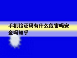 手机验证码有什么危害吗安全吗知乎的简单介绍