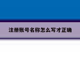 注册账号名称怎么写才正确
