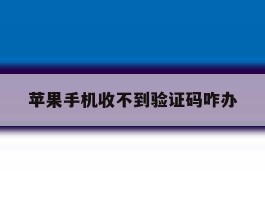 苹果手机收不到验证码咋办