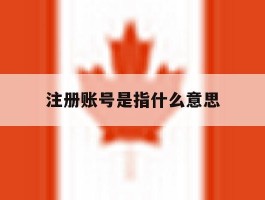 注册账号是指什么意思
