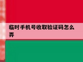 临时手机号收取验证码怎么弄
