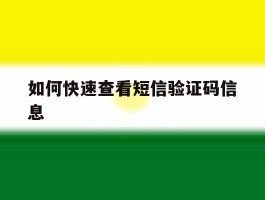 如何快速查看短信验证码信息