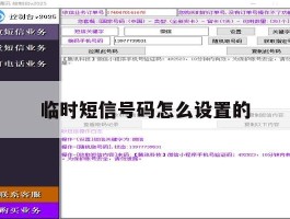 临时短信号码怎么设置的