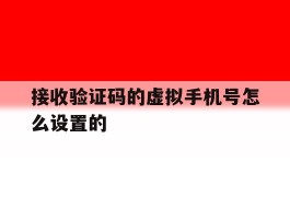 接收验证码的虚拟手机号怎么设置的