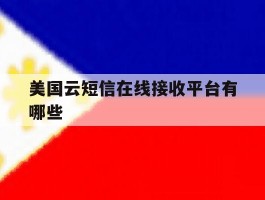 美国云短信在线接收平台有哪些