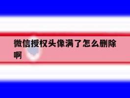 微信授权头像满了怎么删除啊