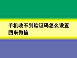 手机收不到验证码怎么设置回来微信