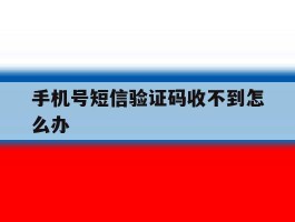 手机号短信验证码收不到怎么办