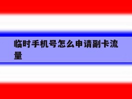 临时手机号怎么申请副卡流量
