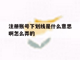 注册账号下划线是什么意思啊怎么弄的