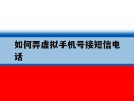 如何弄虚拟手机号接短信电话