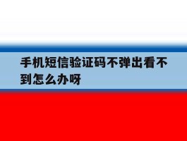 手机短信验证码不弹出看不到怎么办呀