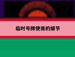 临时号牌使用的细节