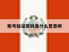 账号验证密码是什么意思啊