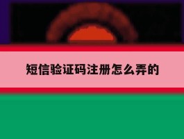 短信验证码注册怎么弄的