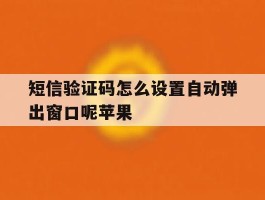 短信验证码怎么设置自动弹出窗口呢苹果