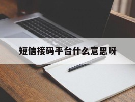 短信接码平台什么意思呀